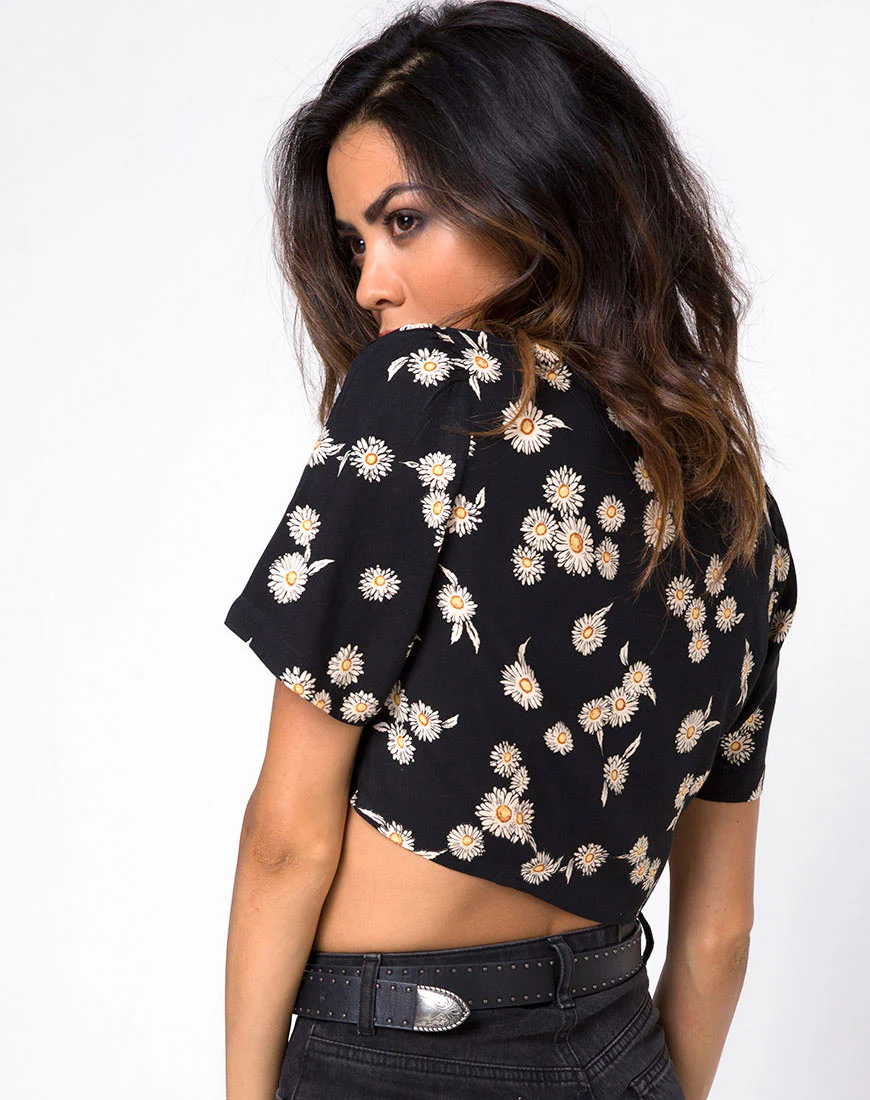 Cavazza Crop Top in Grunge Daisy Floral - Image 3