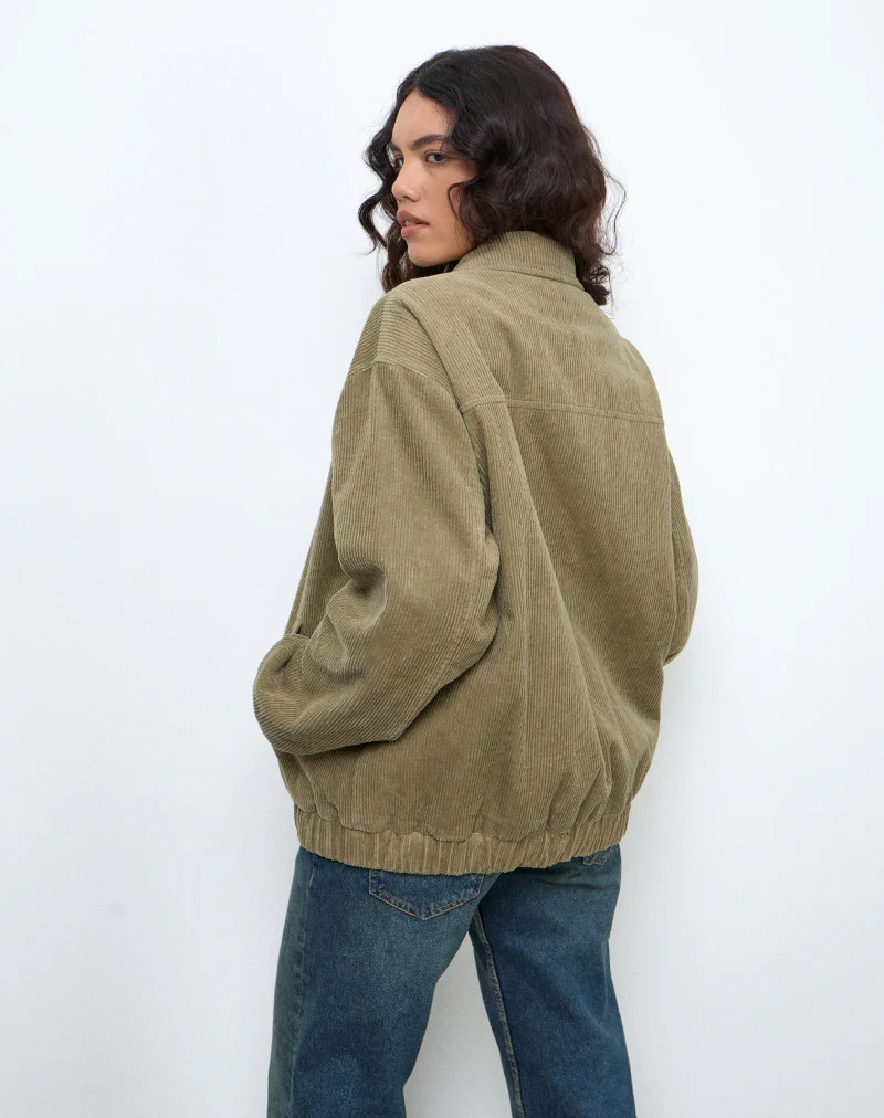 Cavita Jacket in Cord Artichoke Green - Image 3