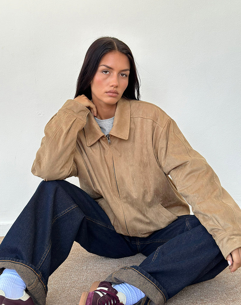 Cavita Jacket in Faux Suede Tan - Image 2
