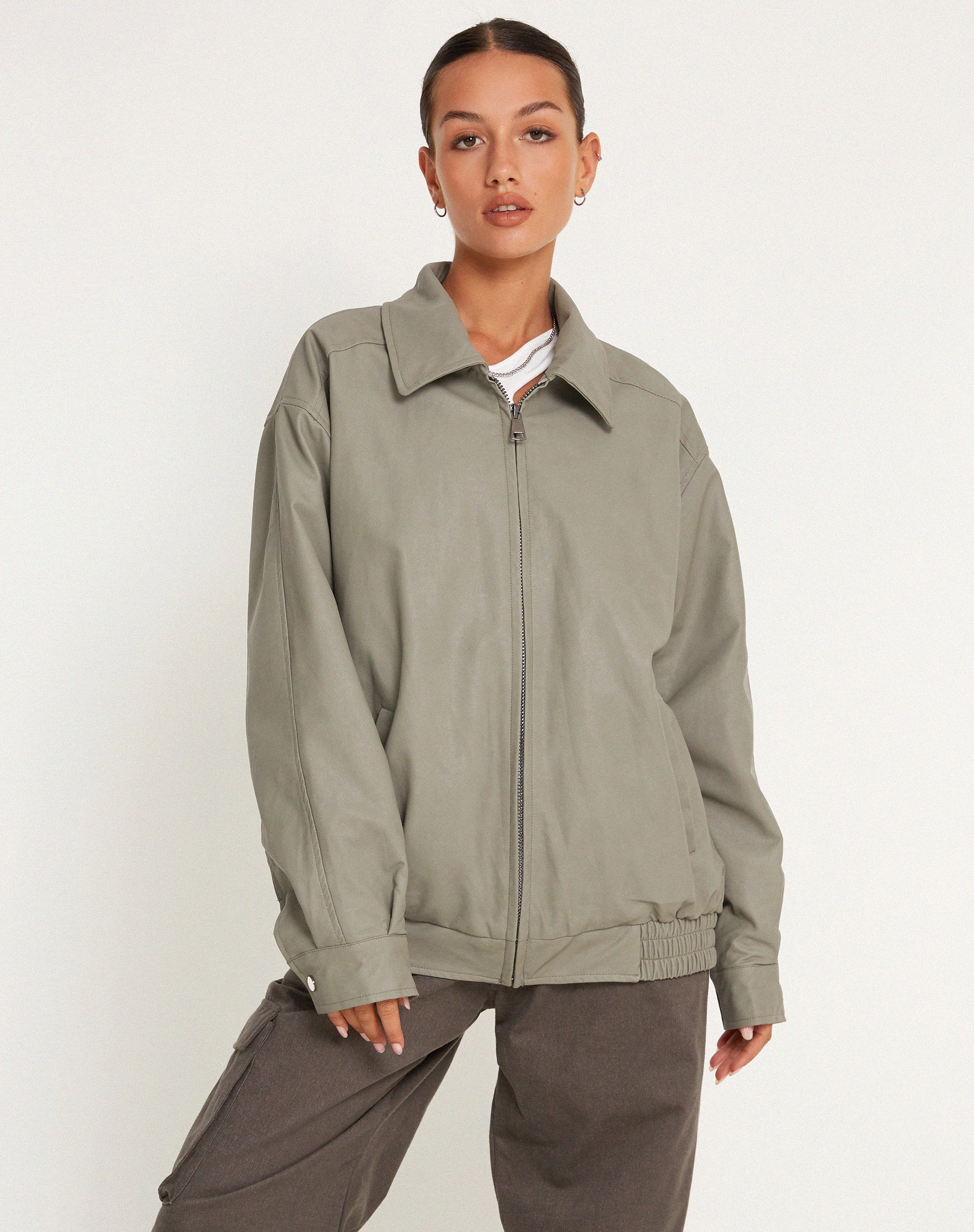 Cavita Jacket in PU Grey - Image 6