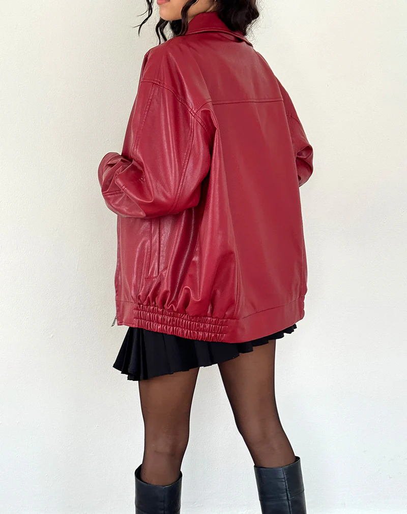 Cavita PU Jacket in Blood Red - Image 3