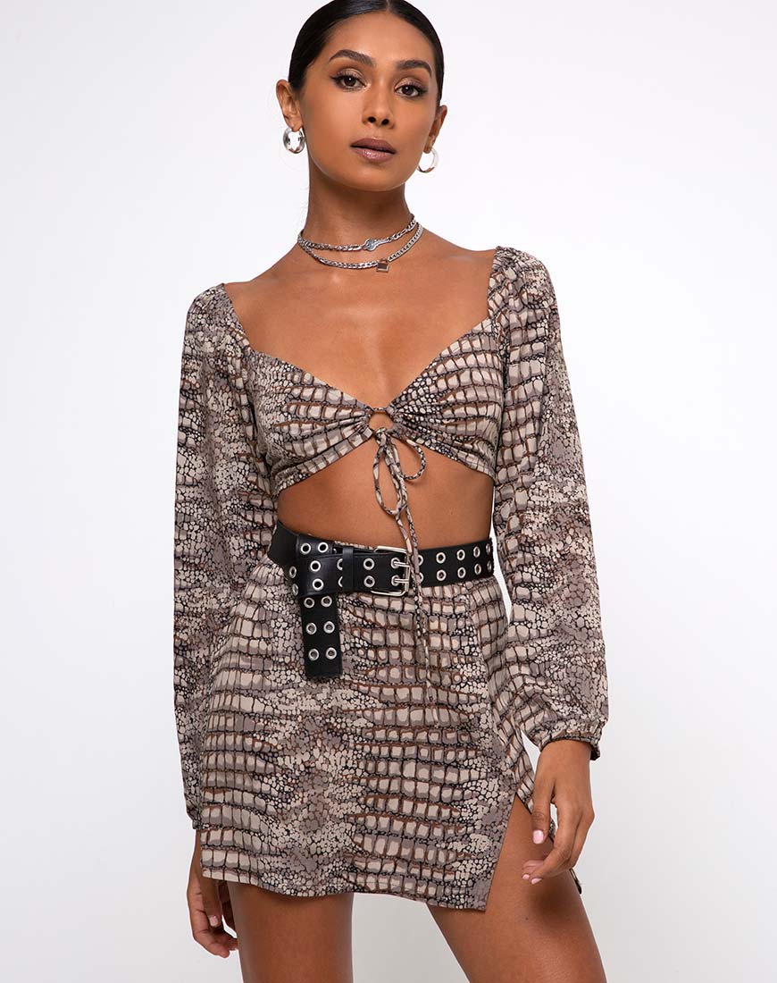 Celinda Crop Top in Croc Neutral Grey - Image 3