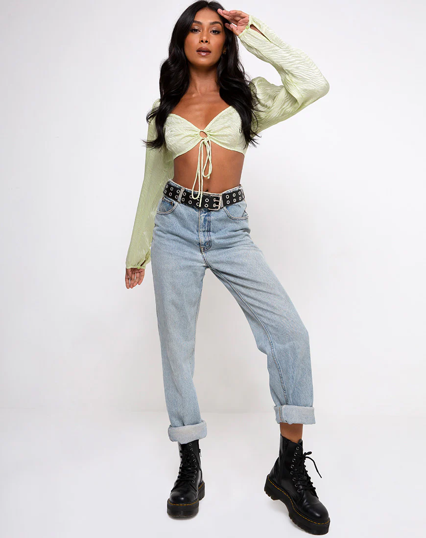 Celinda Longsleeve Top in Satin Zebra Pistachio - Image 4