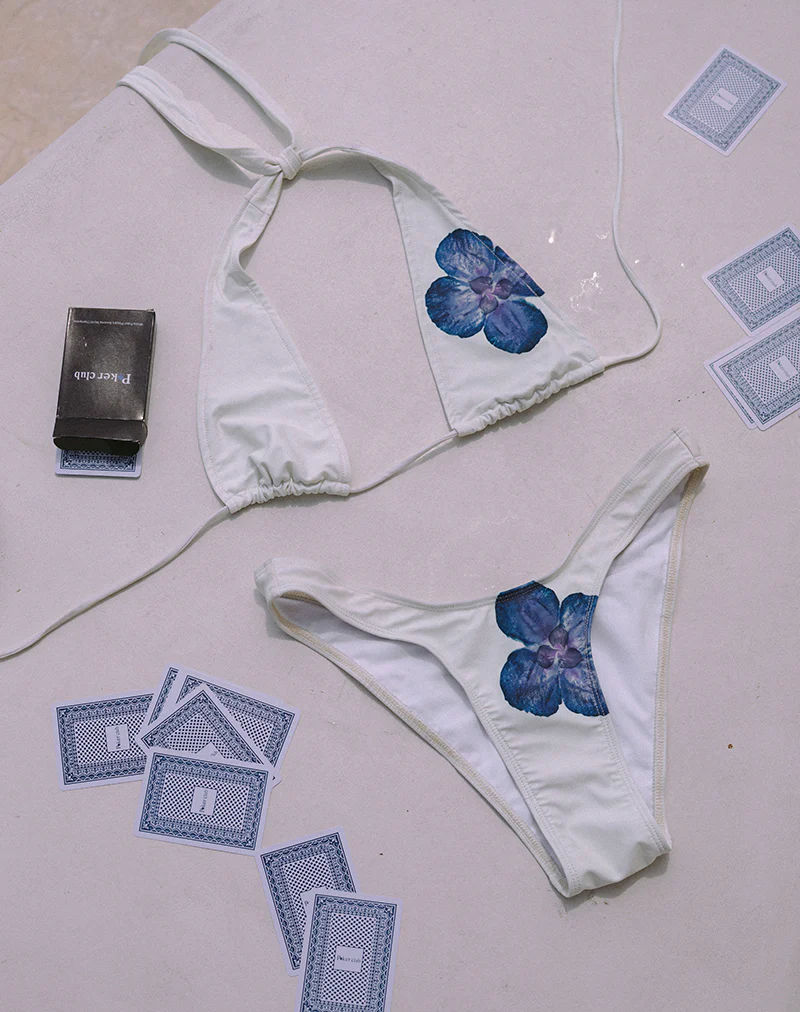 Cerry Bikini Top in Ivory with Blue Orchid - Image 6