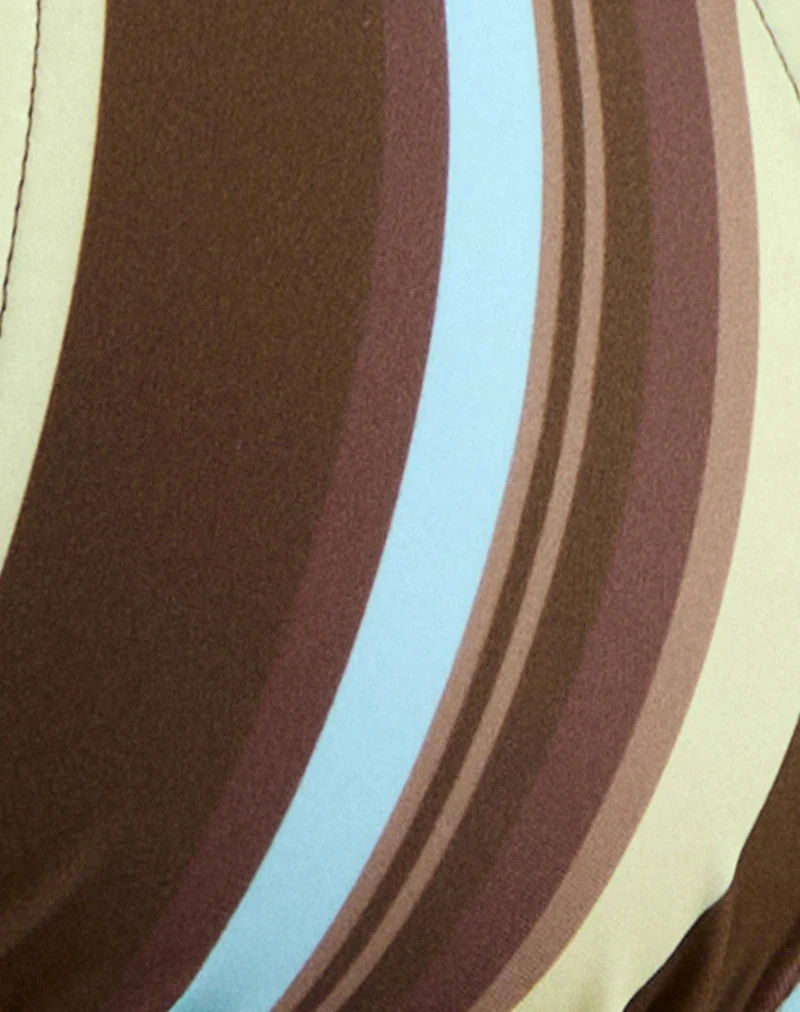 Cerry Bikini Top in Brown and Blue Linear Stripe - Image 6