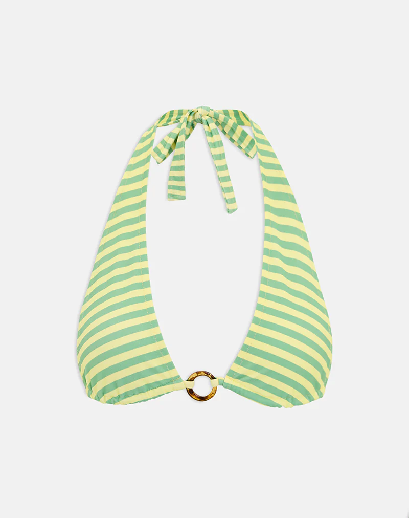 Cerry Bikini Top in Vivid Lines Green and Yellow - Image 4