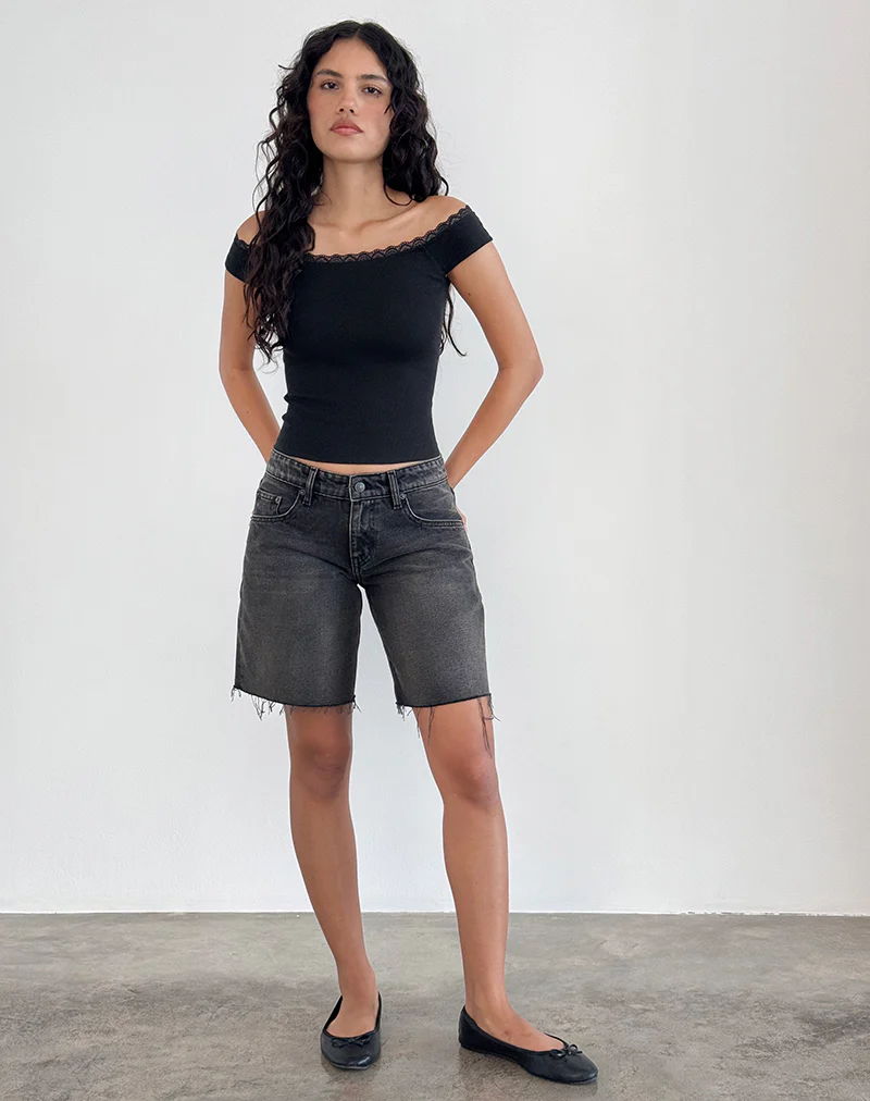 Chacha Top in Black Rib Lace - Image 5