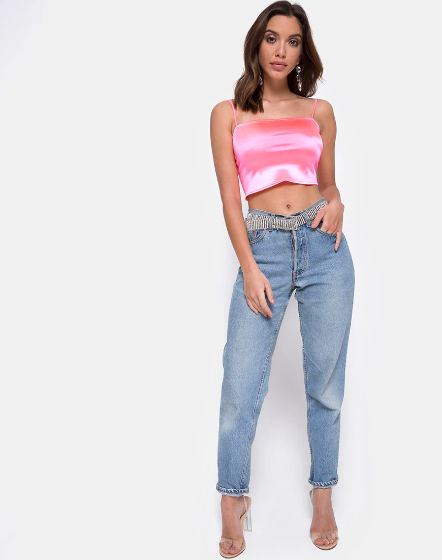 Champo Top in Fluro Satin Pink - Image 3
