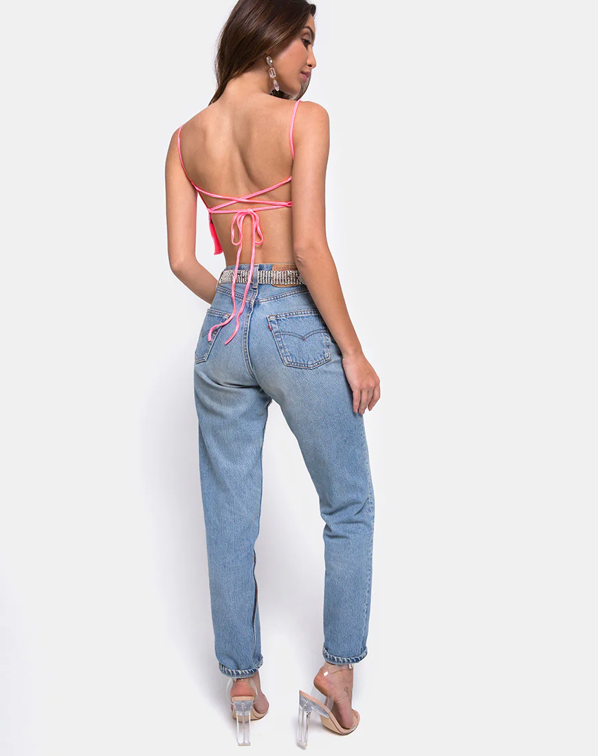 Champo Top in Fluro Satin Pink - Image 4