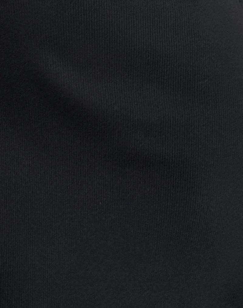 Chana Off Shoulder Mini Dress in Black Rib with Lace Trim - Image 5