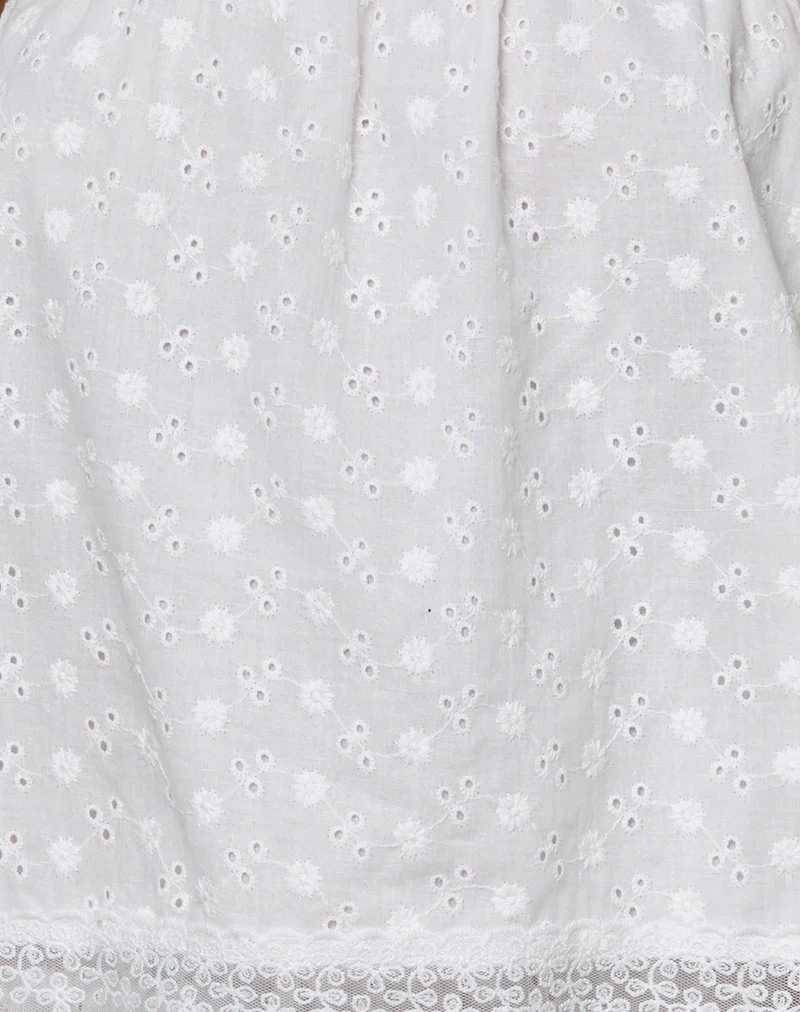 Charada Lace Trim Bloomer Short in Broderie Ivory - Image 6