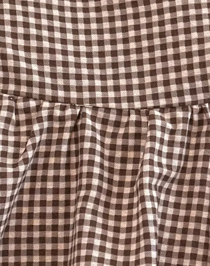Charlita Frill Cami Top in Mini Gingham Brown - Image 6