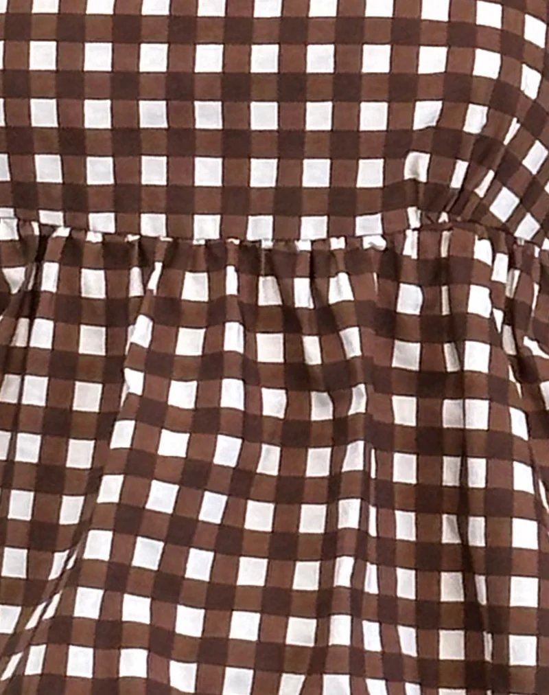 Charlita Frill Cami Top in Tonal Gingham Brown - Image 6