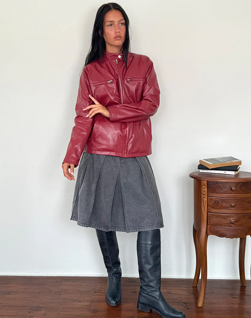Charlize Moto Jacket in PU Red - Image 2