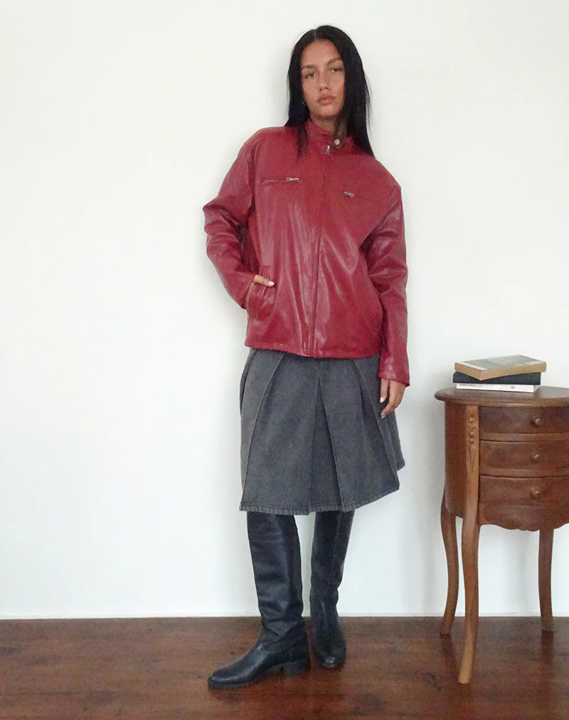 Charlize Moto Jacket in PU Red - Image 5