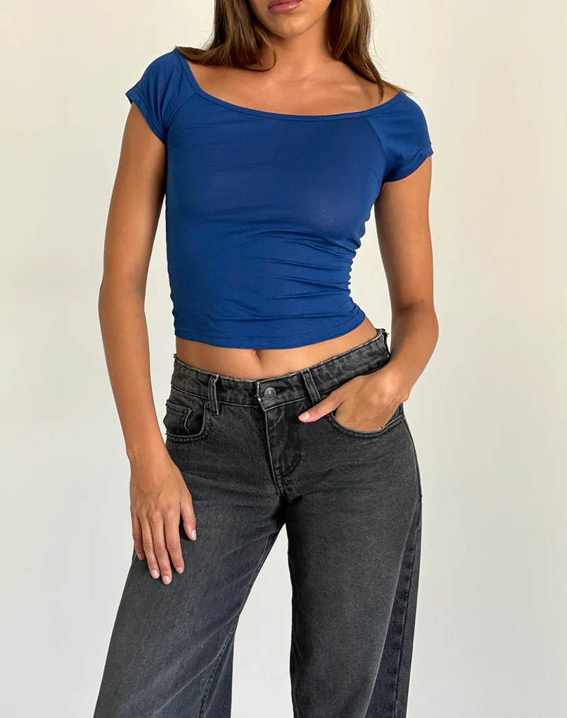 Charya Off The Shoulder Top in Dazzling Blue - Image 4