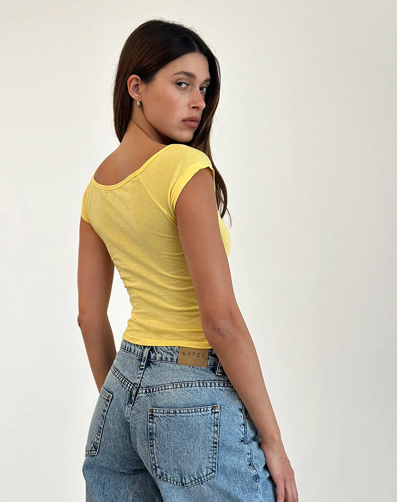 Charya Off Shoulder Top in Lemonade - Image 3