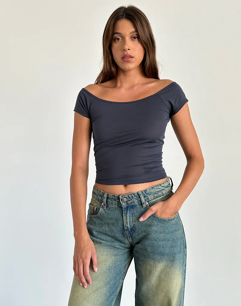 Charya Off The Shoulder Top in Ocean Storm - Image 3