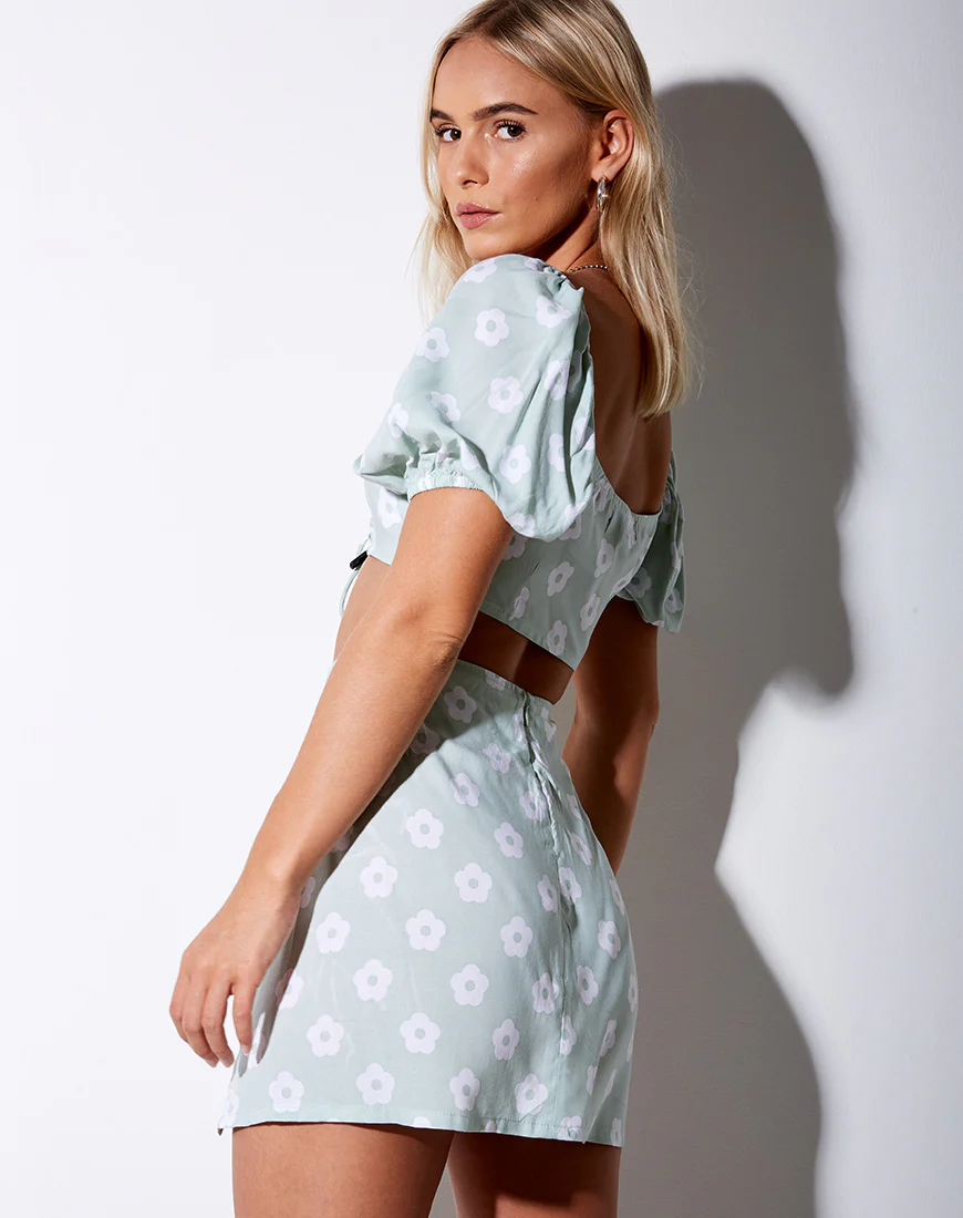 Chelin Crop Top in Sage Daisy - Image 6