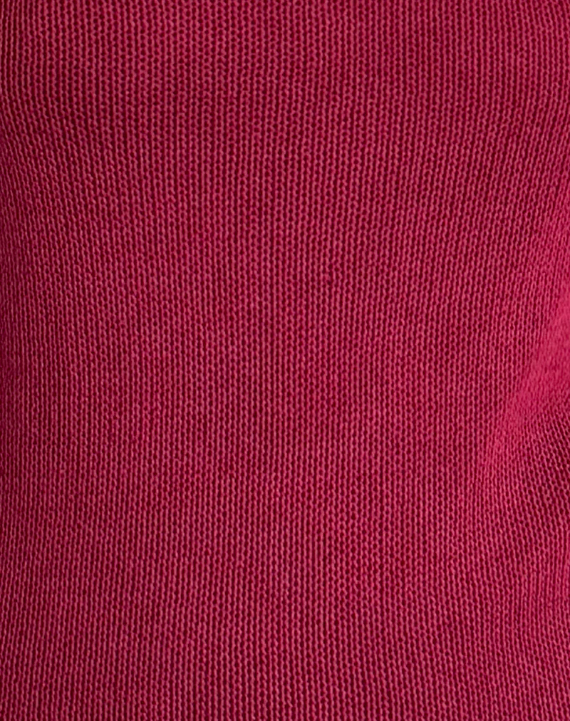 Chiara Mini Dress in Sheer Knit Red - Image 6