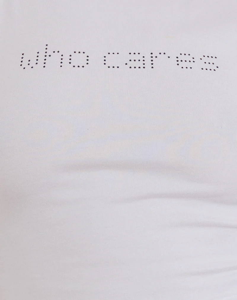 Chihiro Puff Sleeve Baby Tee in White Who Cares - Image 6