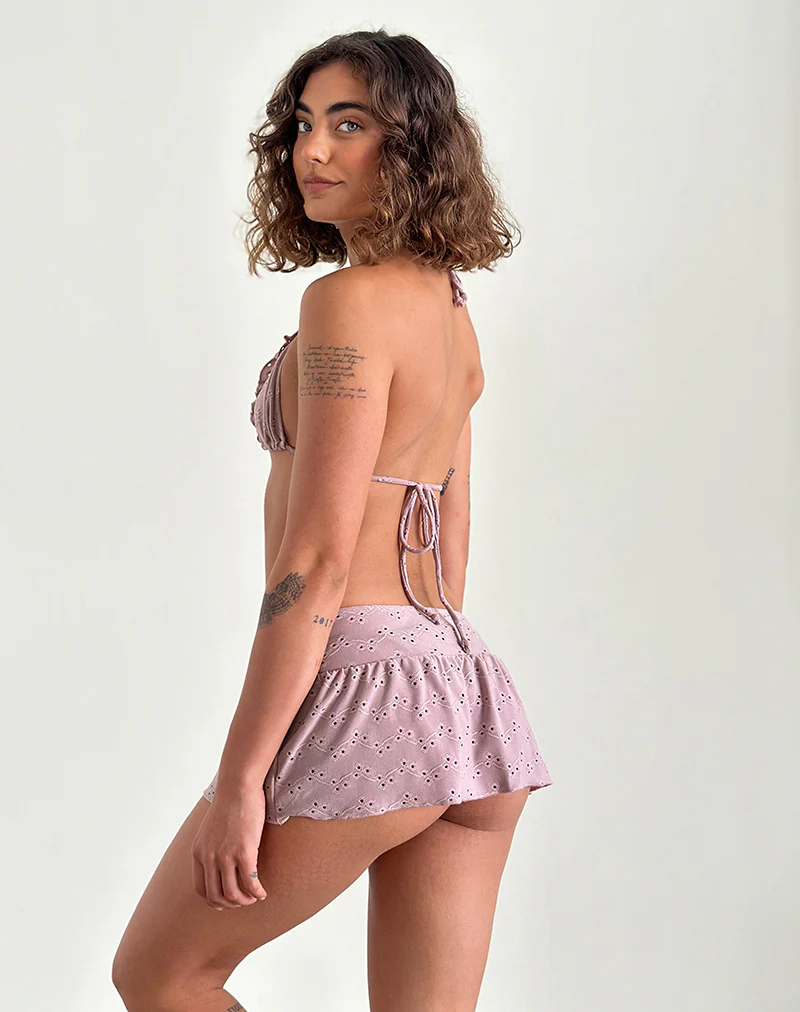 Chiquita Micro Mini Skirt in Broderie Blush Pink - Image 6