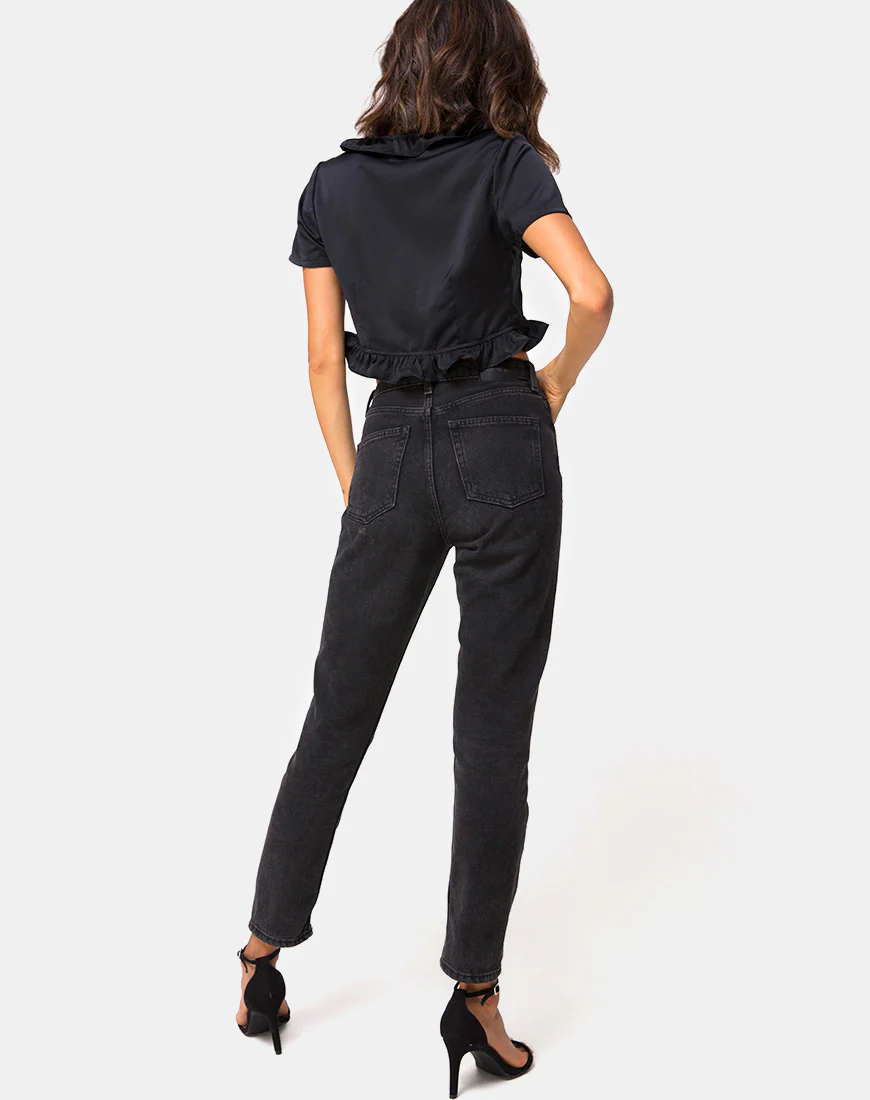 Chisa Top in Black Satin - Image 4