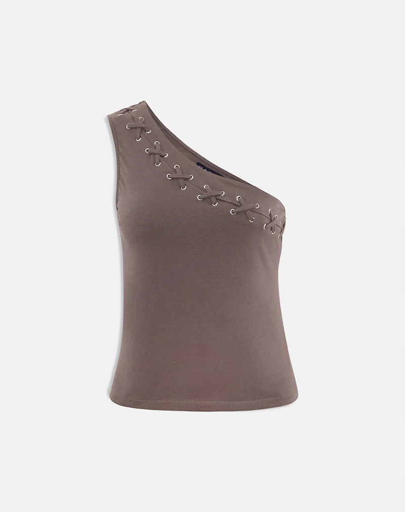 Chivago Cross Lace Up Top in Coffee Quartz - Image 2