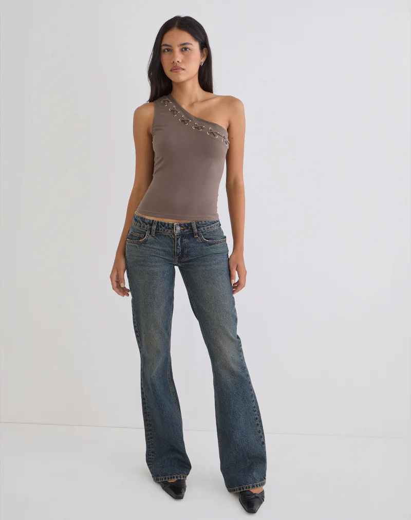Chivago Cross Lace Up Top in Coffee Quartz - Image 4