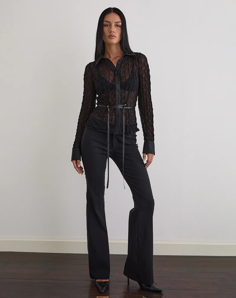 Christabel Shirt in Textured Mesh Black - Image 5