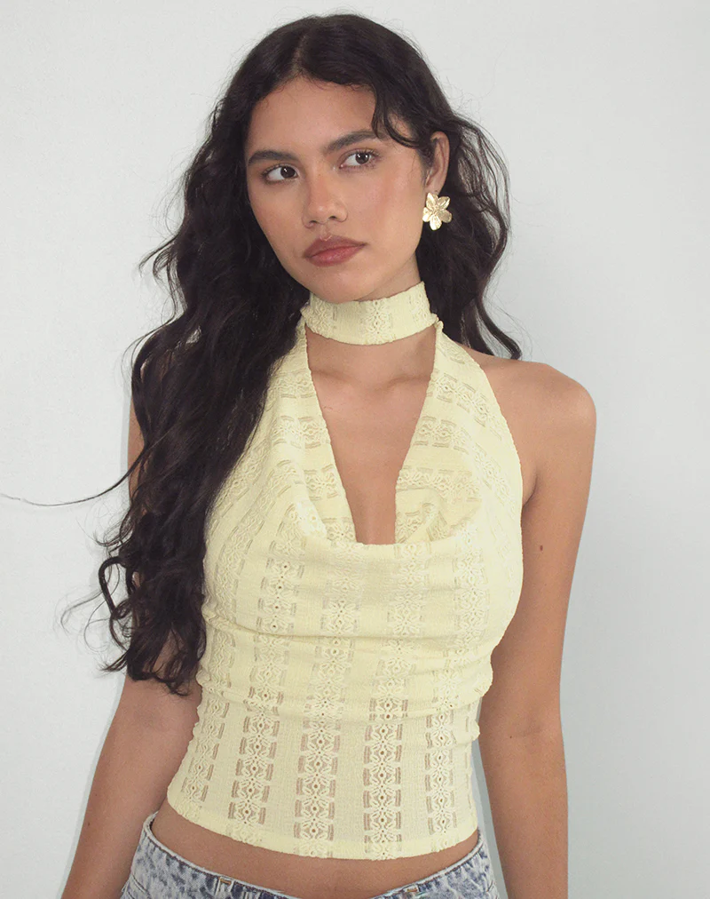 Chupa Top in Broderie Flower Lace Lemon - Image 3