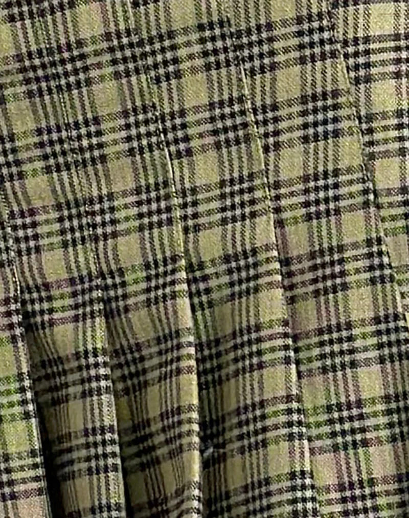 Cida Small Pleated Mini Skirt in Yellow Check - Image 6