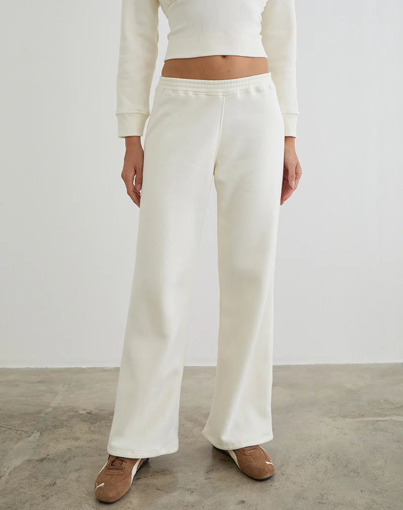 Cille Loose Jogger in Fleece Winter White - Image 2