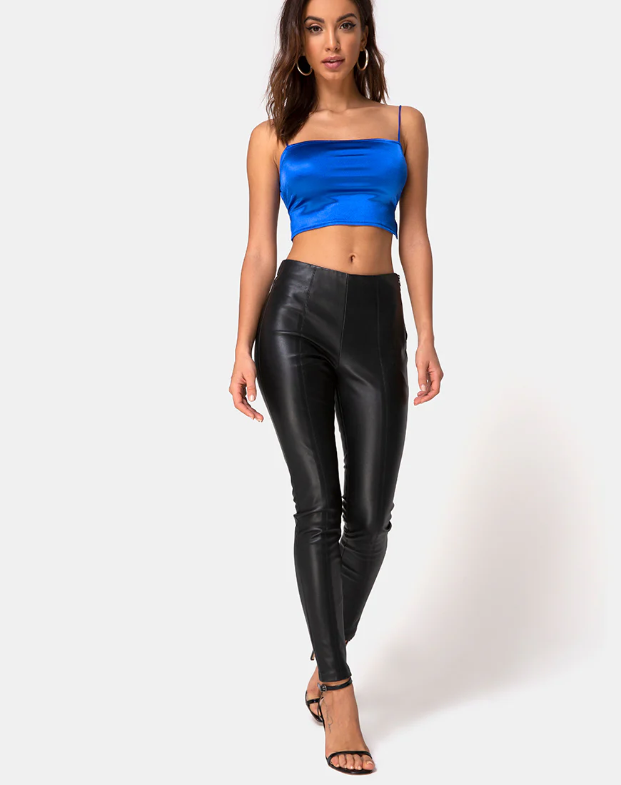 Cinia Crop Top in Satin Saphire Spandex - Image 3