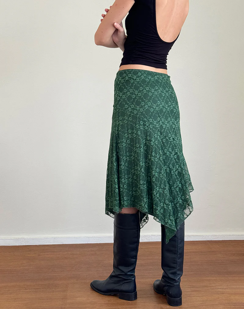 Cinta Midi Skirt in Sage Canina Rose Lace - Image 2
