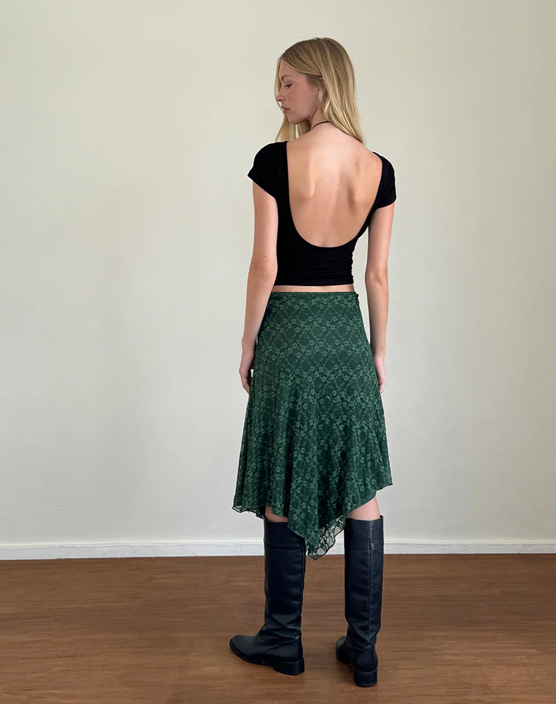 Cinta Midi Skirt in Sage Canina Rose Lace - Image 4