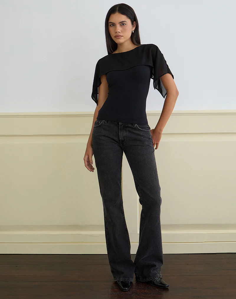 Cirata Top in Rayon Jersey Chiffon Black
