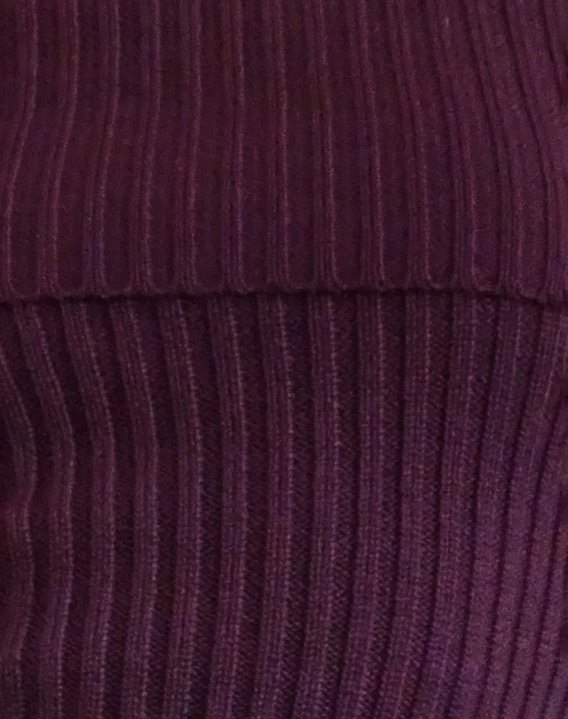 Circe Knitted Bardot Jumper in Burgundy - Image 6
