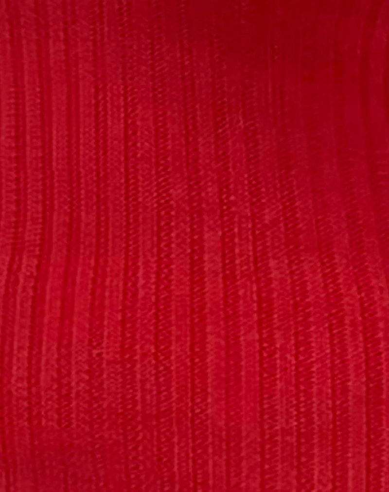 Circe Off-Shoulder Long Sleeve Knit Top in Red - Image 6