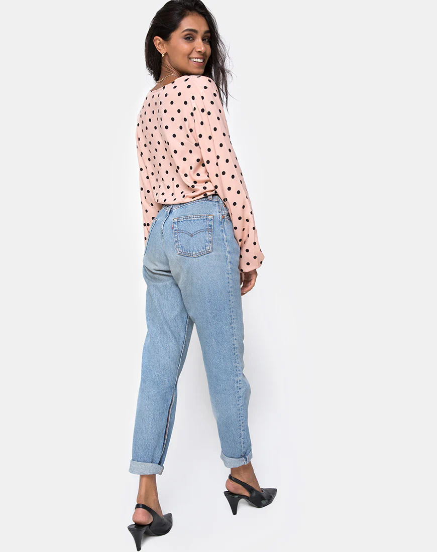 Citra Top in New Polka Nude Black - Image 4