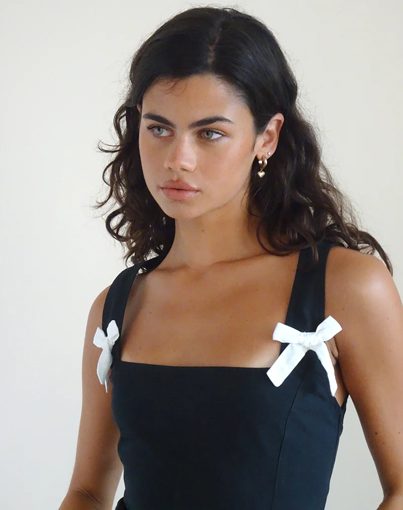 Clesiel Midi Dress in Tap Shoe with Off White Bows - Image 2