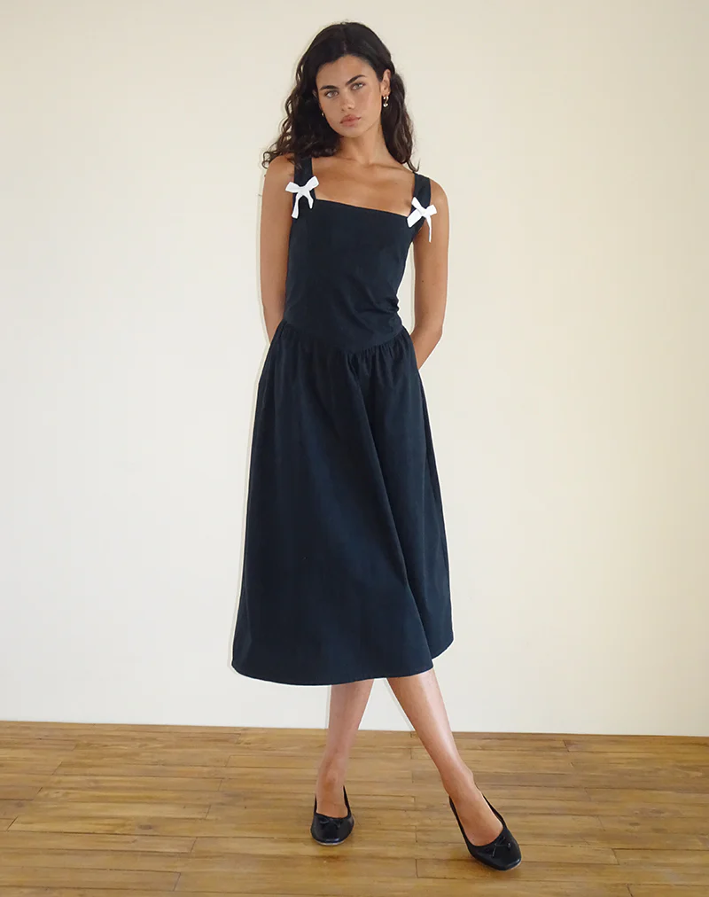 Clesiel Midi Dress in Tap Shoe with Off White Bows - Image 3
