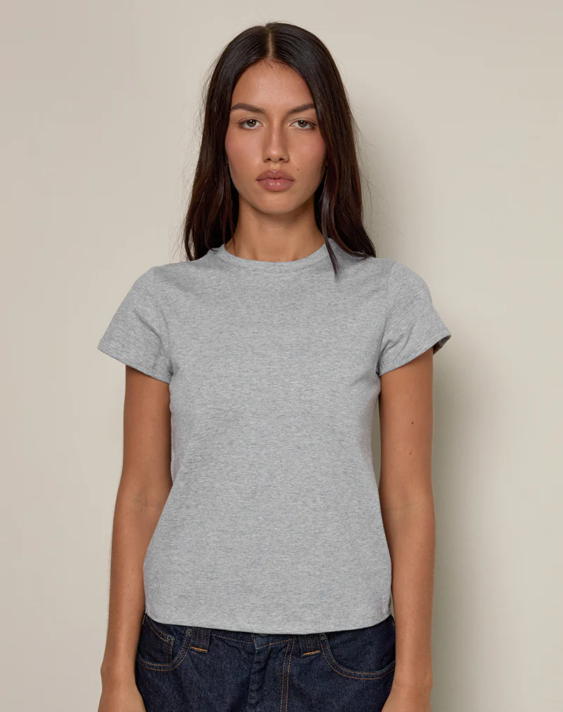 Clio Baggy Tee in Grey Marl - Image 2