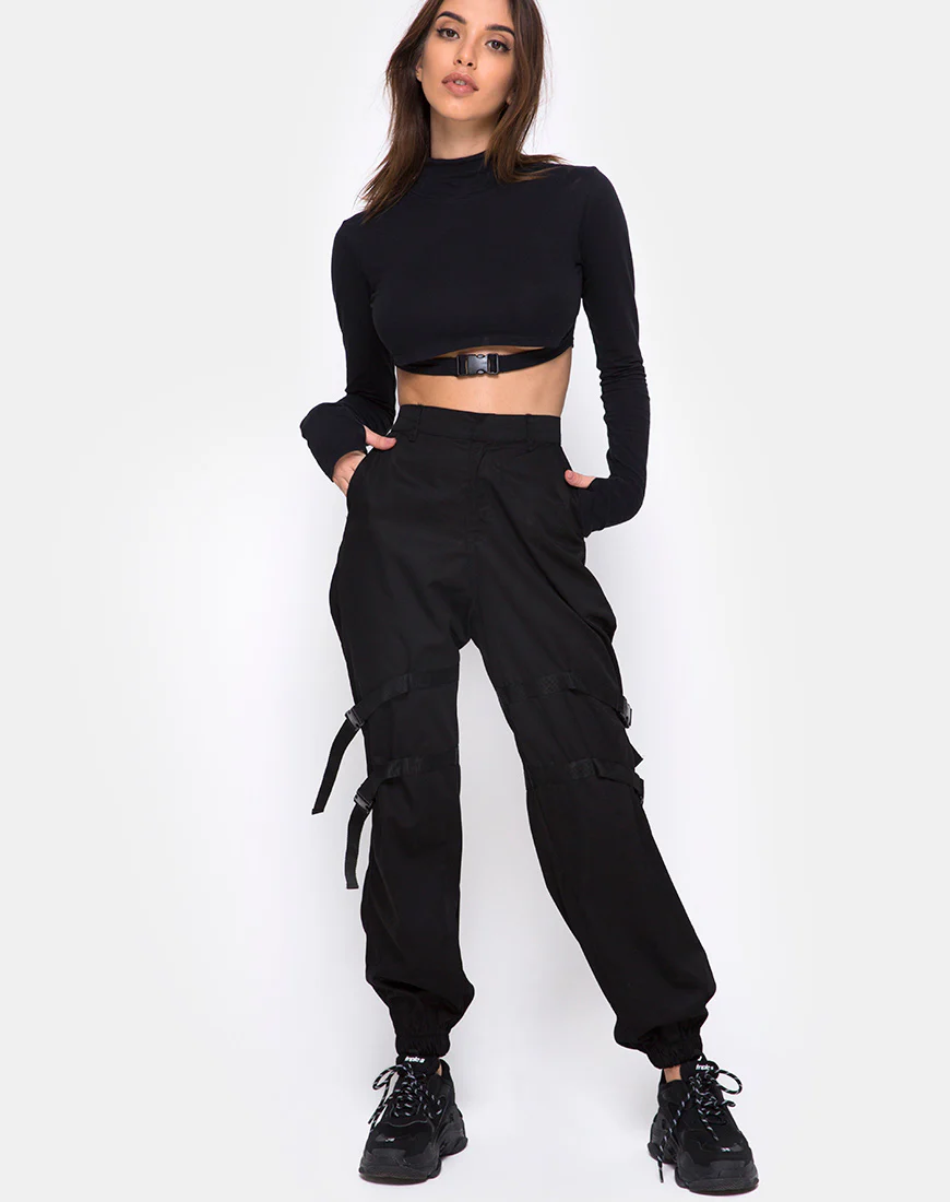 Clive Cargo Trouser in Black Buckle - Image 5