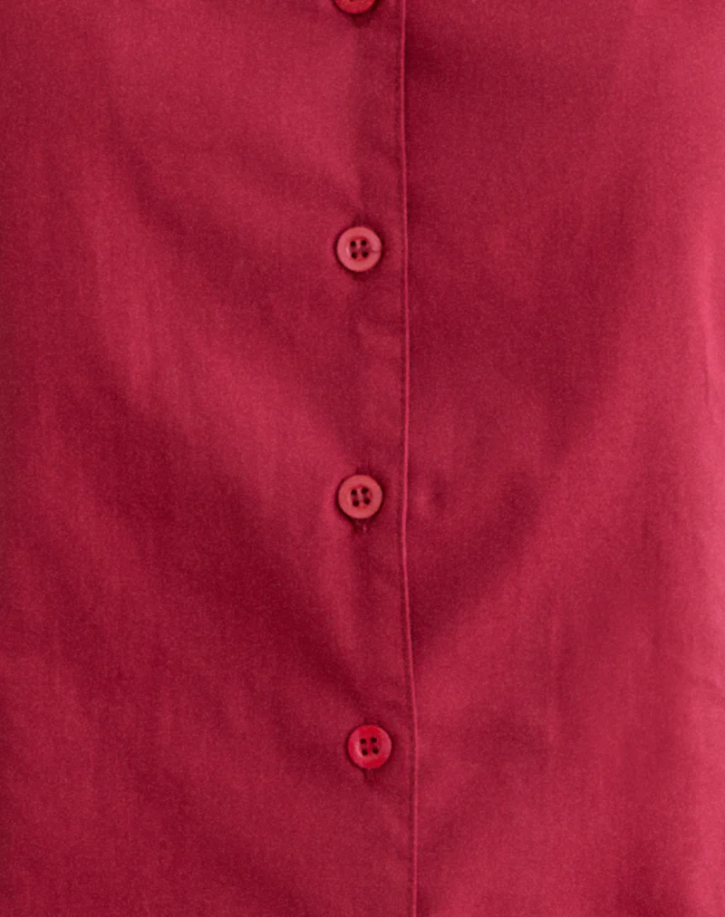 Cloma Fitted Blouse with Puff Sleeves in Adrenaline Red - Image 6