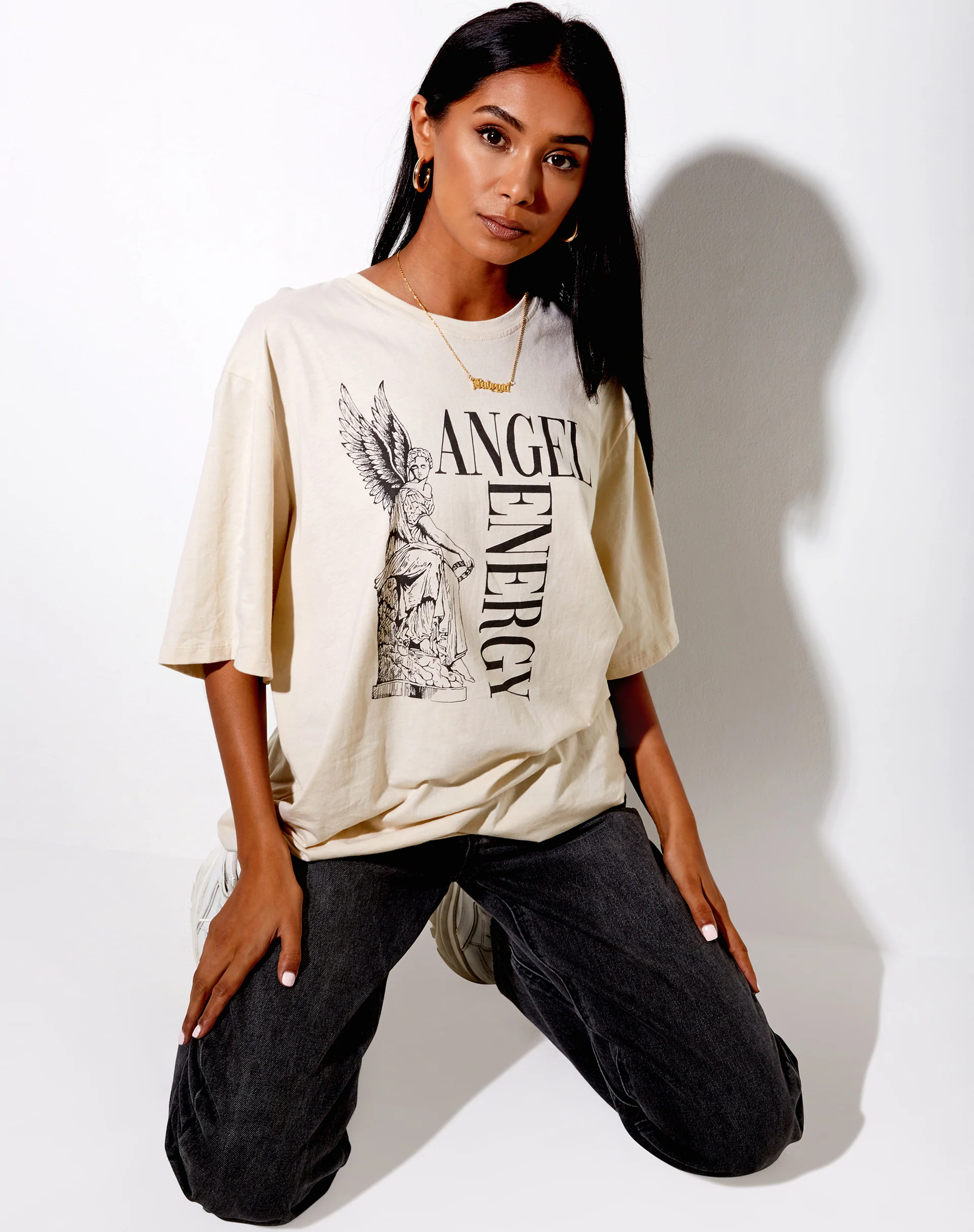 Cocoon Tee in Stone 'Angel Energy' - Image 3