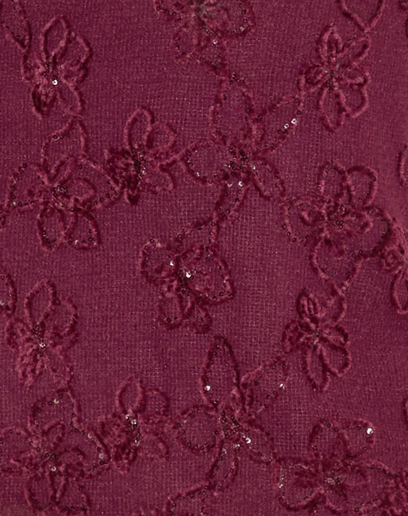 Codami Halterneck Mini Dress in Sequin Knit Burgundy - Image 5