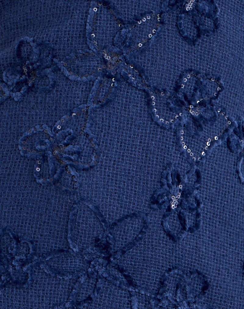Codami Halterneck Mini Dress in Sequin Knit Navy - Image 6