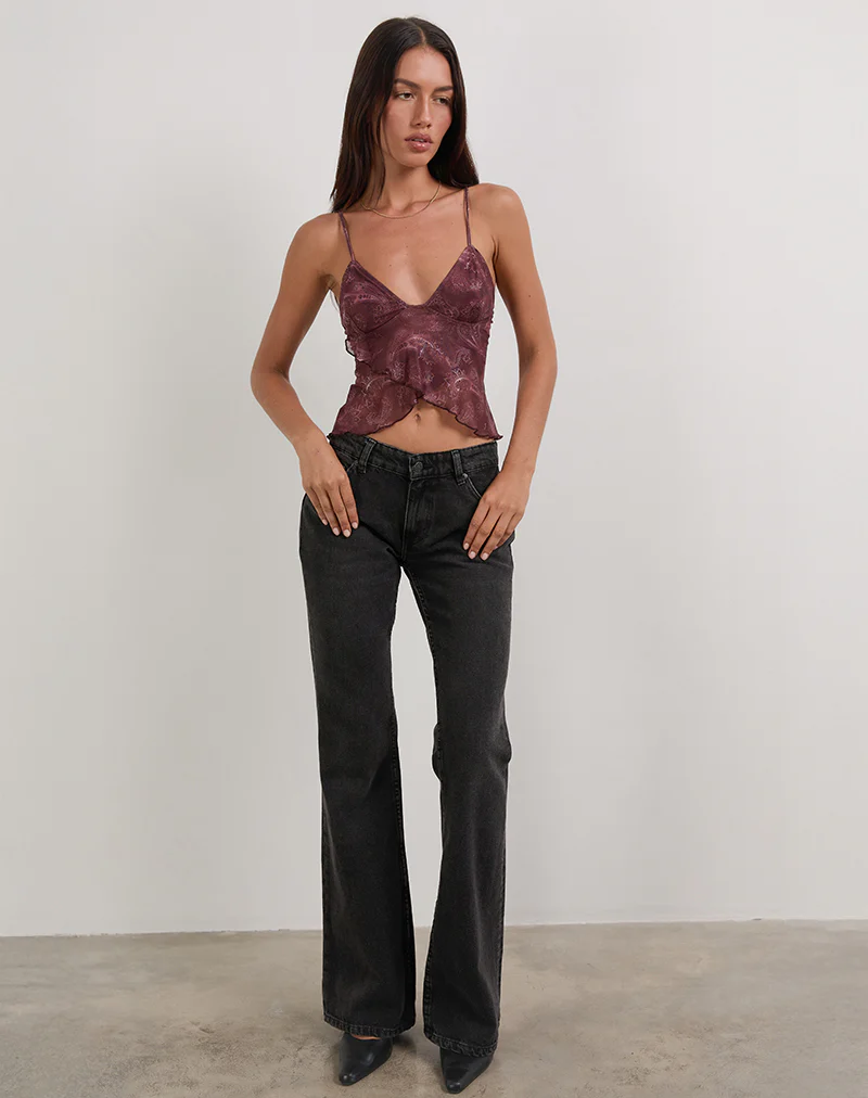 Cojira Top in Mesh Tonal Paisley Plum - Image 2