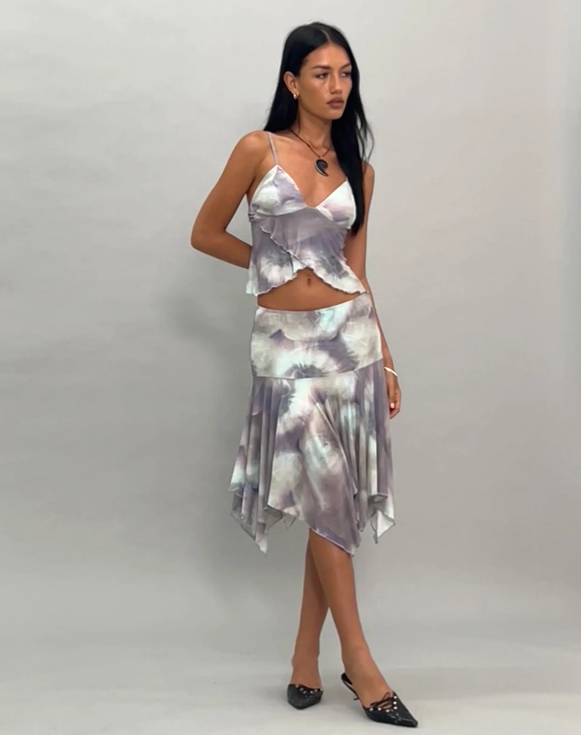 Cojira Mesh Butterfly Top in Printed Pearly Shell - Image 3